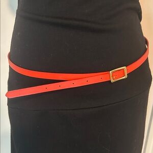 J. Crew Red Belt with Gold Buckle